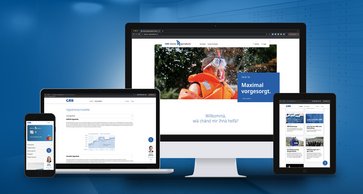 Natel, Laptop, Computer und Tablet mit GRB Webseite offen