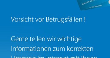 Text Vorsicht vor Betrugsfällen mit Karte